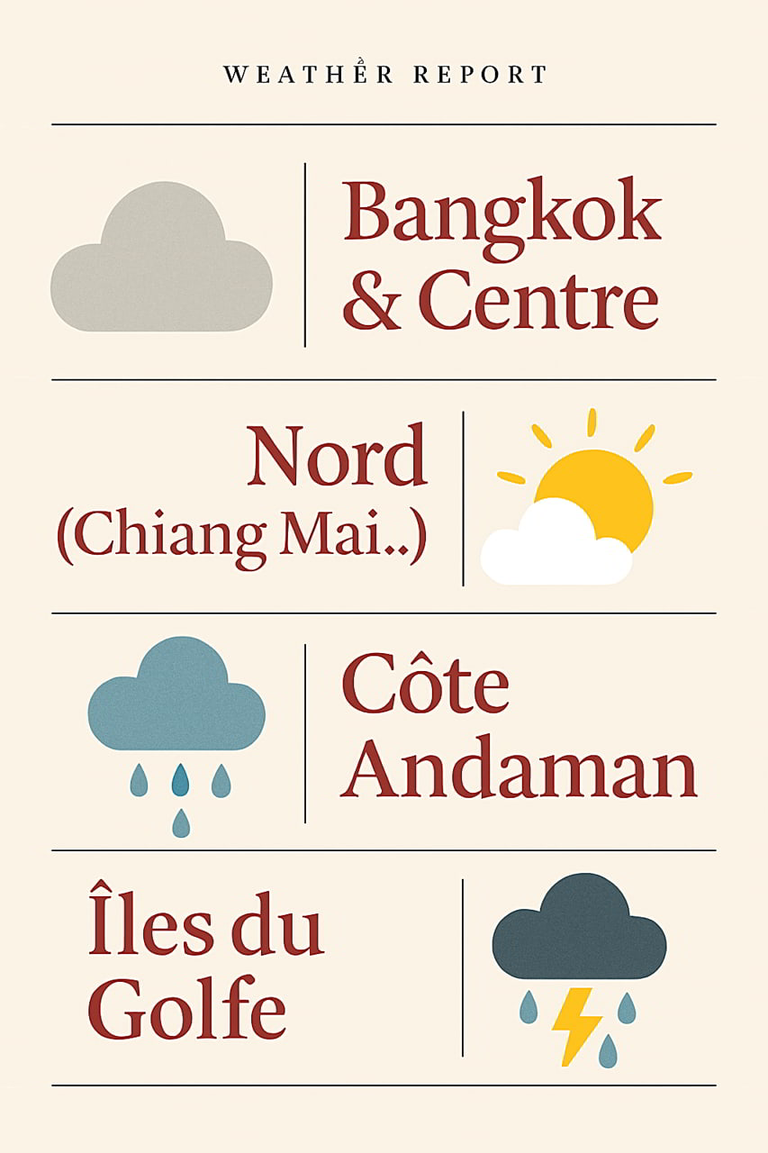 Températures, précipitations & humidité par région thaïlandaises