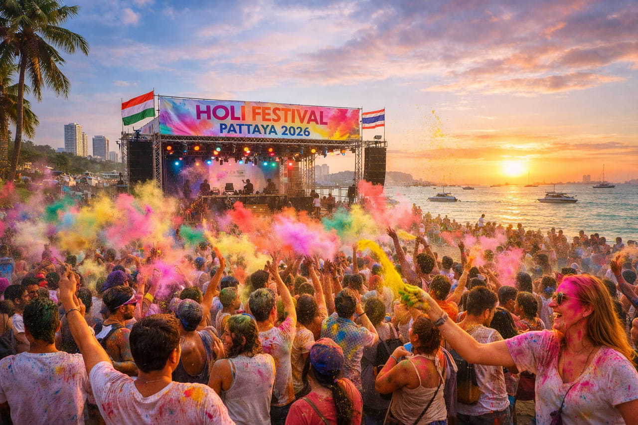 Holi Festival Pattaya 2026 : trois jours de couleurs sur la plage
