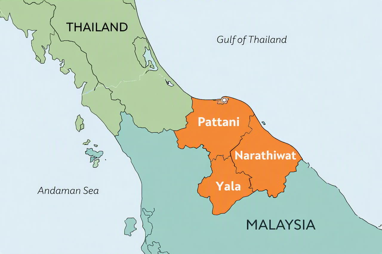 The three main provinces affected by the attacks in southern Thailand