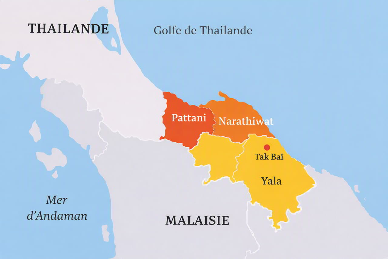 Les trois principales provinces touchées par les attaques dans le sud de la Thaïlande