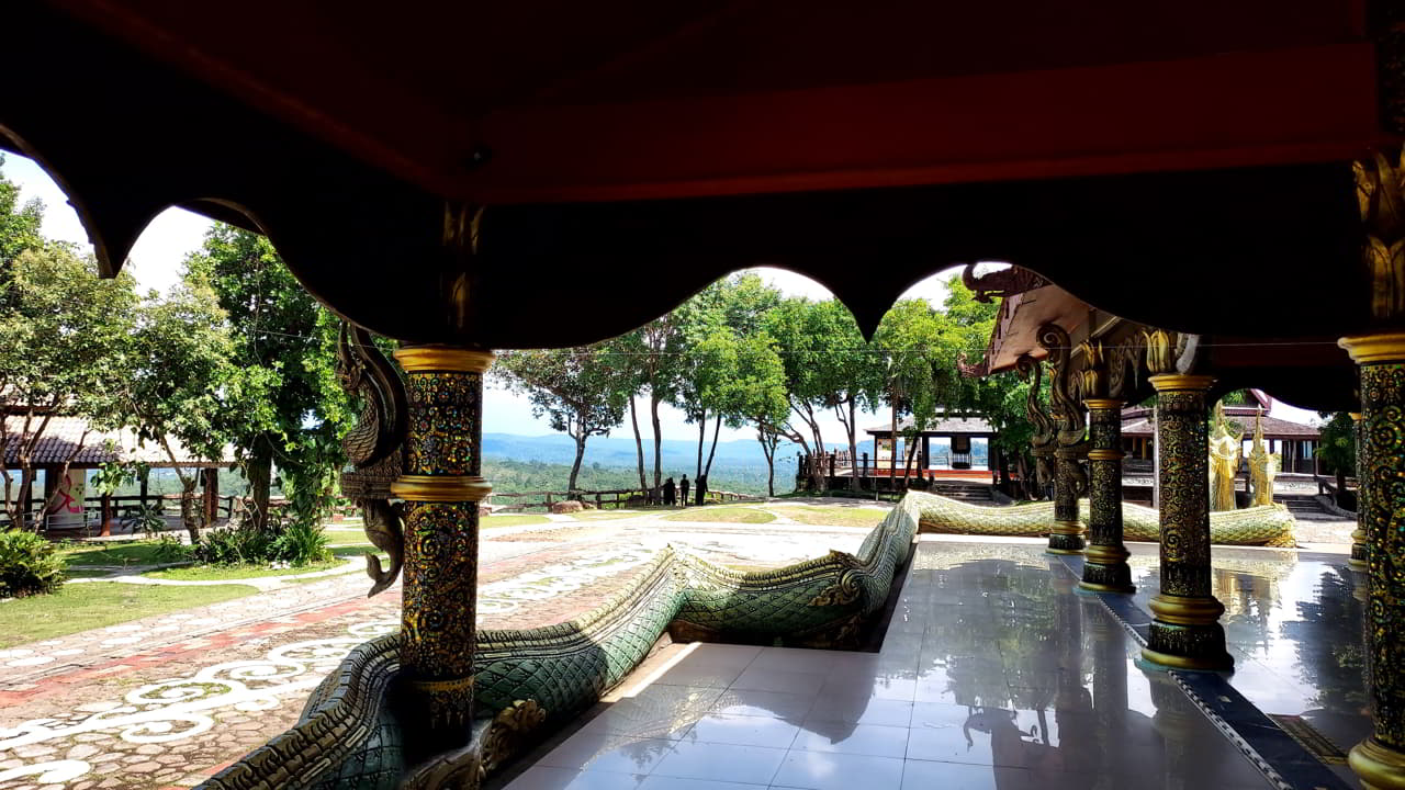 Inside the temple along the Naga at Wat Sirindhorn Wararam